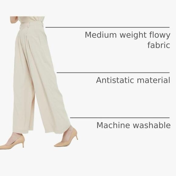 Tronjori High Waist Casual Wide Leg Long Palazzo Pants Trousers Regular Size L - Picture 3 of 4